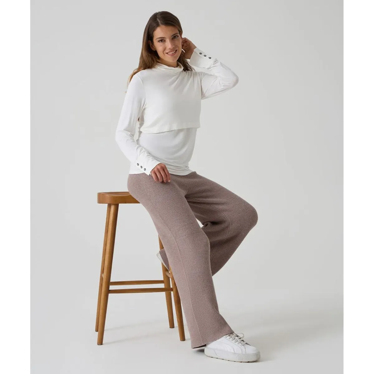 Discount Jersey de lactancia blanco de cuello alto Premamá·Moda|Moda·Camisetas