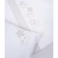 Juego de cuna 3 piezas beige con osito y estrellas*Prenatal New
