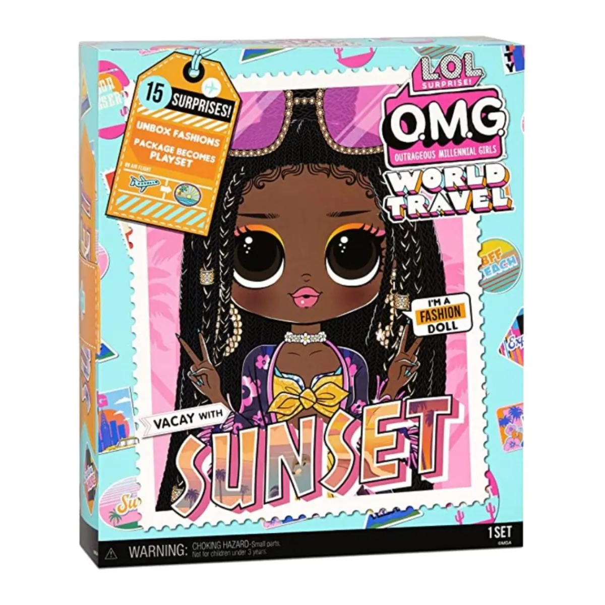 New - OMG World Travel - Muñeca Sunset Coleccionables Y Mini Mundos