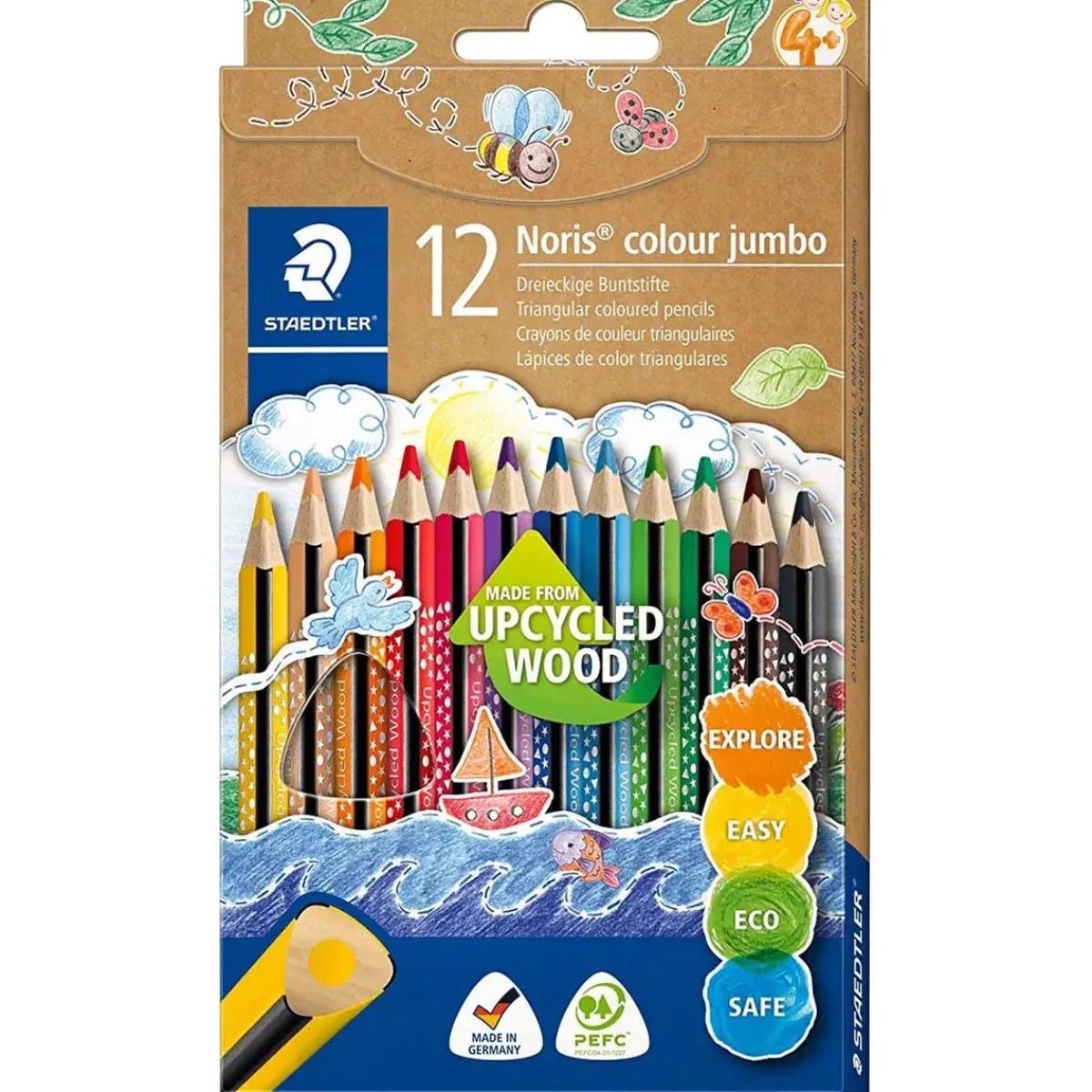 Lápiz triangular jumbo 12 colores multicolor ㅤ Material Escolar
