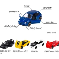 Majorette - Pack de 5 coches de metal escala 1:64, edición clásicos años 90 ㅤ*MAJORETTE TOYS Best