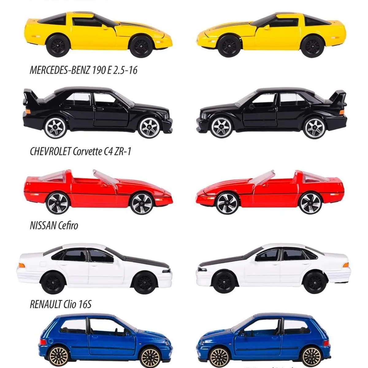 Majorette - Pack de 5 coches de metal escala 1:64, edición clásicos años 90 ㅤ*MAJORETTE TOYS Best