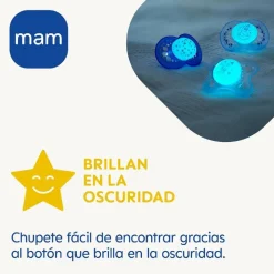 - Pack 2 chupetes Supreme Night silicona brillante 2-6 meses neutro*MAM Clearance