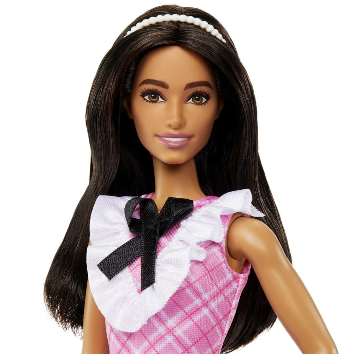 Clearance - Muñeca atlética Fashionista con vestido tartán rosa y accesorios ㅤ Muñecas
