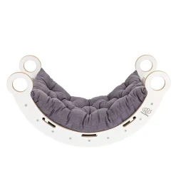 Best - Mecedora Infantil Blanca con Tobogán, Escalera y Cojín Gris “Medium Dream Rocker White Wood” Entretenimiento·Hamacas Y Columpios