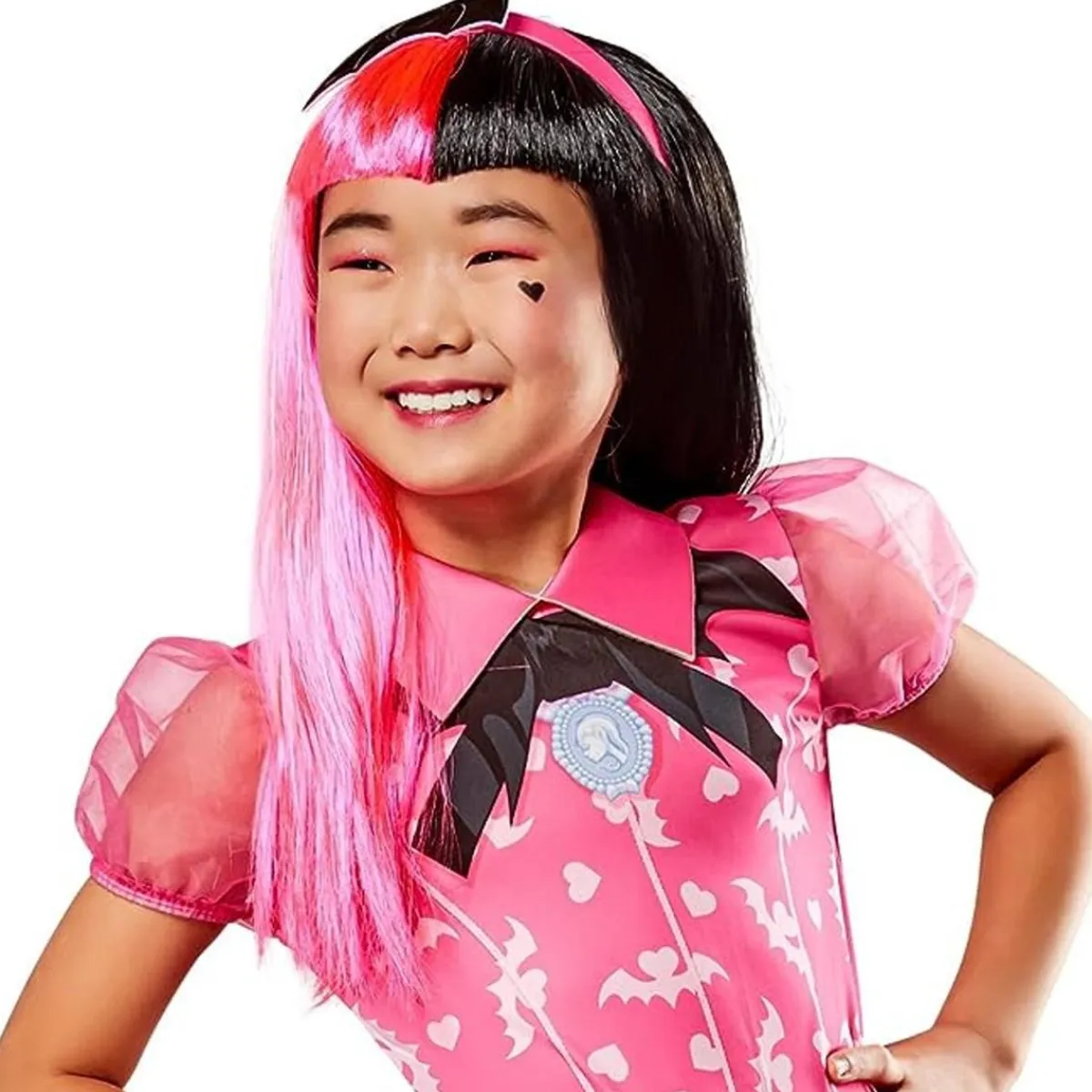 Monster High - Peluca Draculaura para niñas, talla standard para carnaval, navidad, cumpleaños y Halloween*RUBIE'S Hot