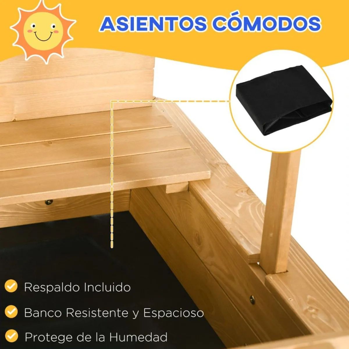 - Arenero infantil de madera con toldo*Outsunny Best