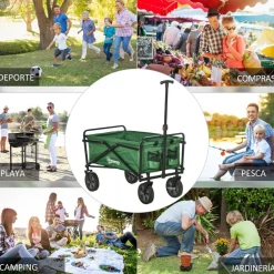 - Carro plegable con mango ajustable Verde Juguetes De Verano
