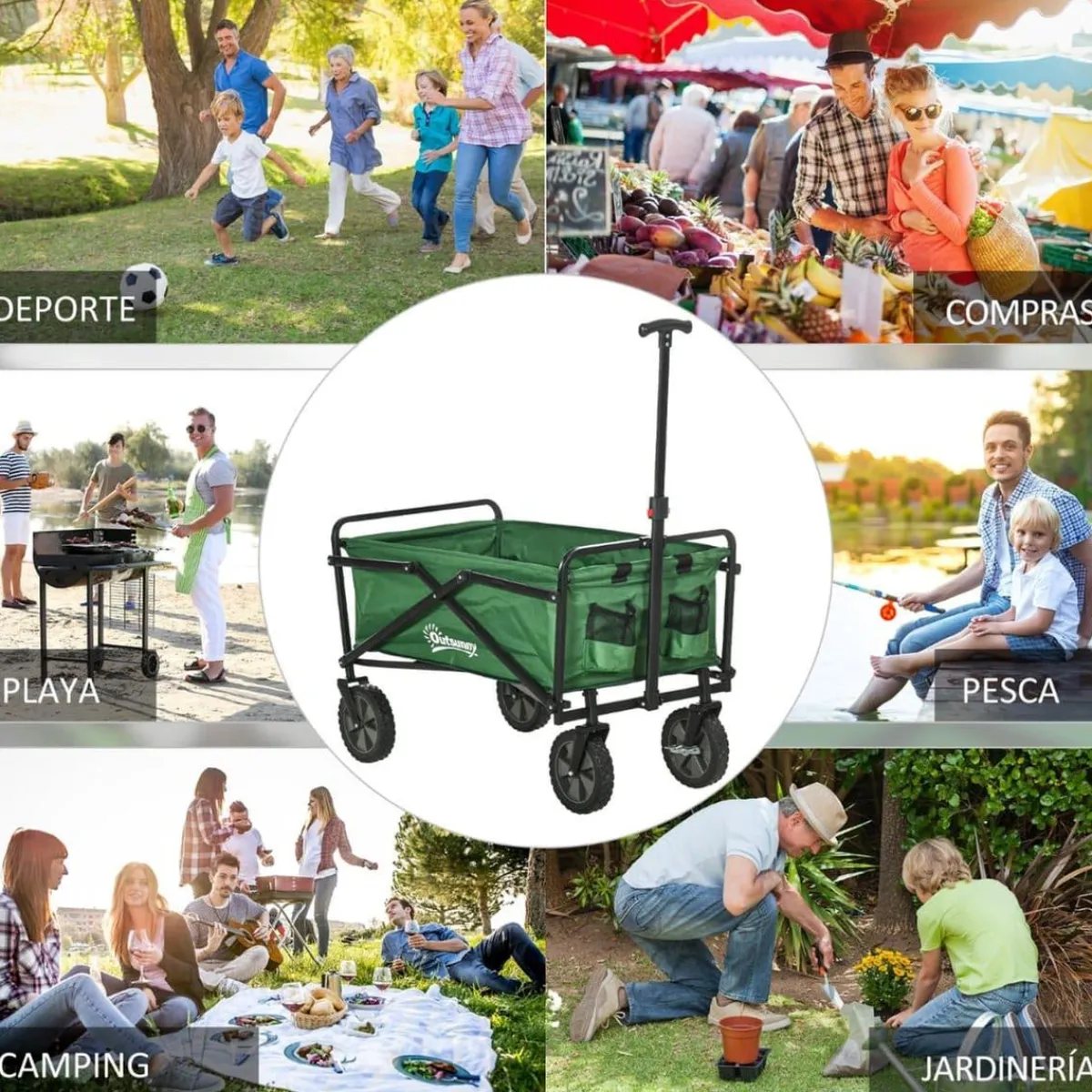 - Carro plegable con mango ajustable Verde Juguetes De Verano