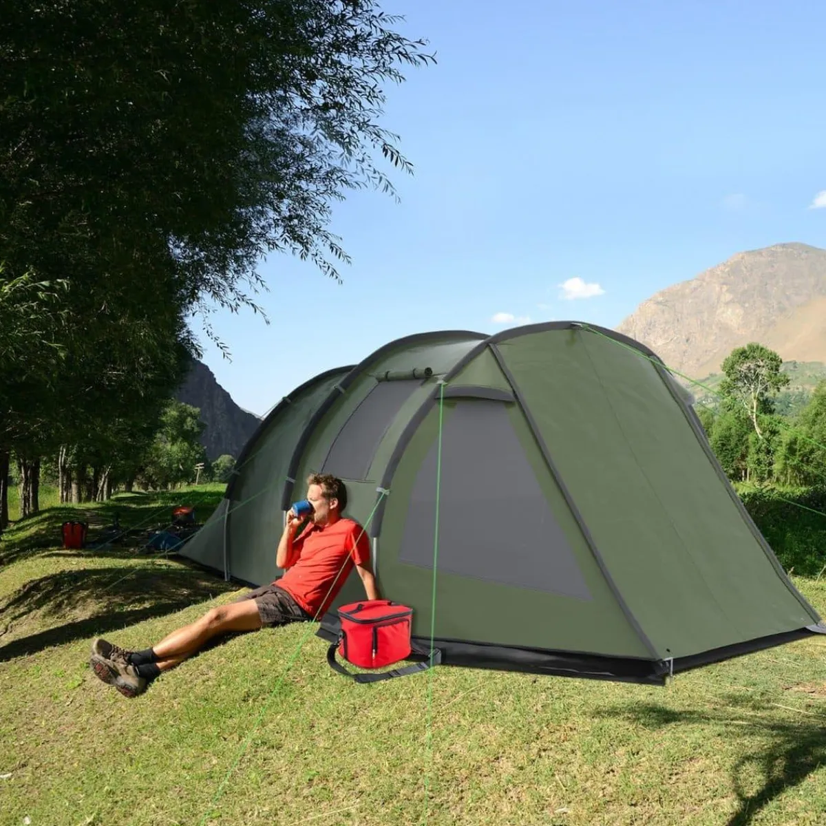 Online - Tienda de campaña familiar 475x264x172 cm Verde Juguetes De Verano