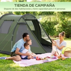 Online - Tienda de campaña familiar 475x264x172 cm Verde Juguetes De Verano