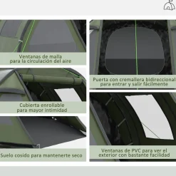 Online - Tienda de campaña familiar 475x264x172 cm Verde Juguetes De Verano