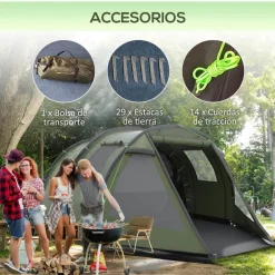 Online - Tienda de campaña familiar 475x264x172 cm Verde Juguetes De Verano