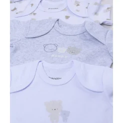 Pack 5 bodies de manga corta en gris y blanco para bebé*Prenatal Outlet