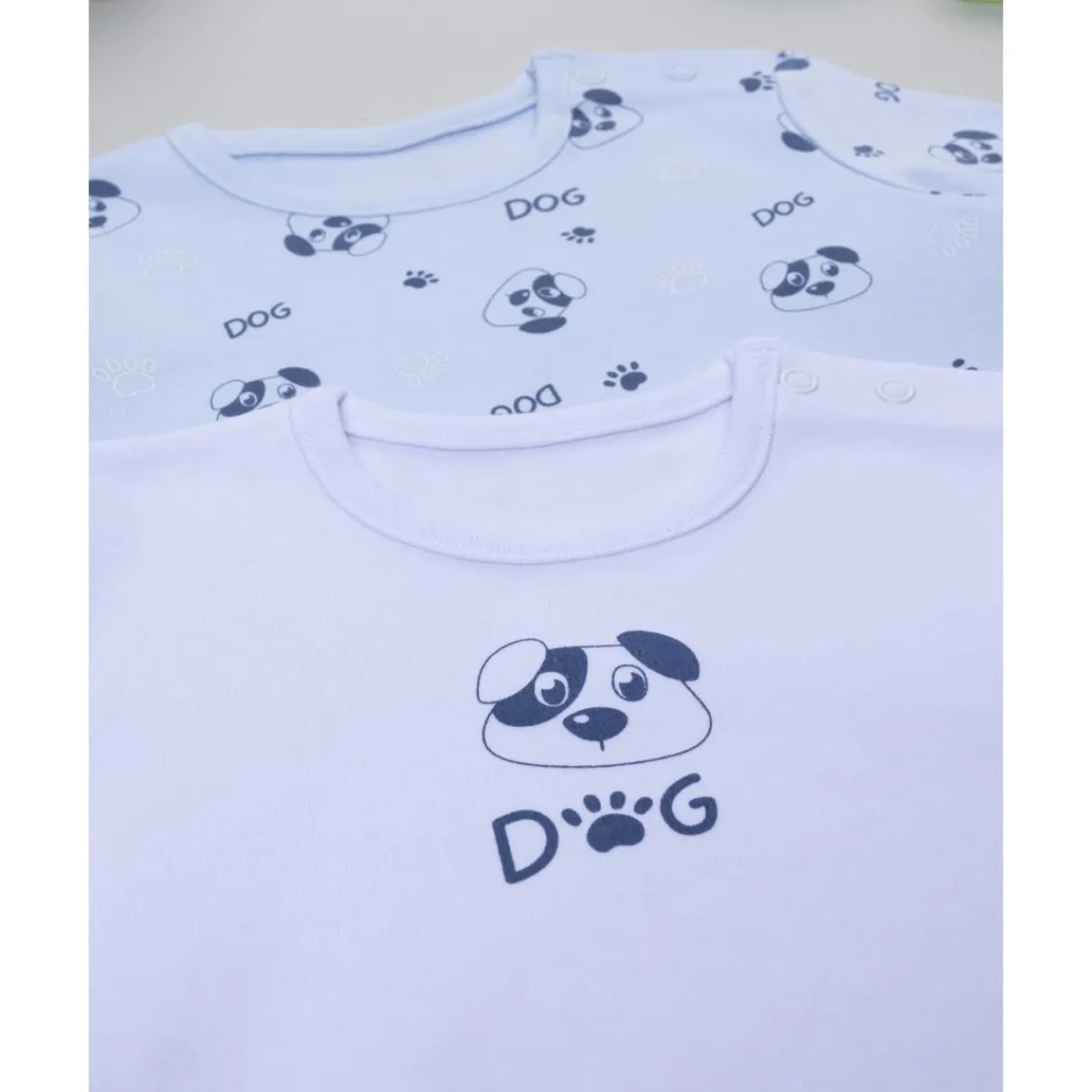 Hot Pack 2 bodies de manga larga niño blanco y azul con perros Descanso Y Ropa Interior·Bebé 3-36 Meses
