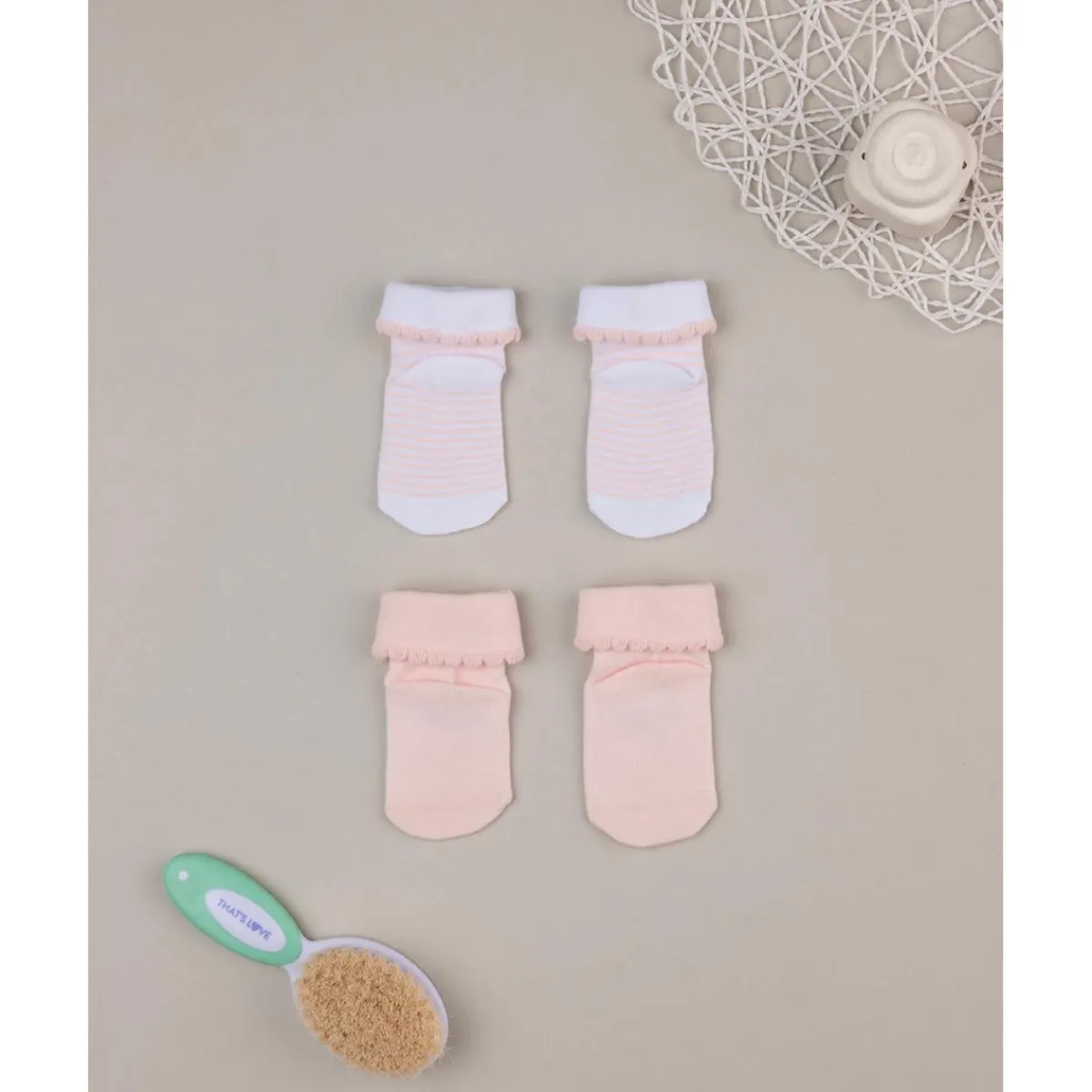 Pack 2 calcetines algodón recién nacida osita y rayas*Prenatal