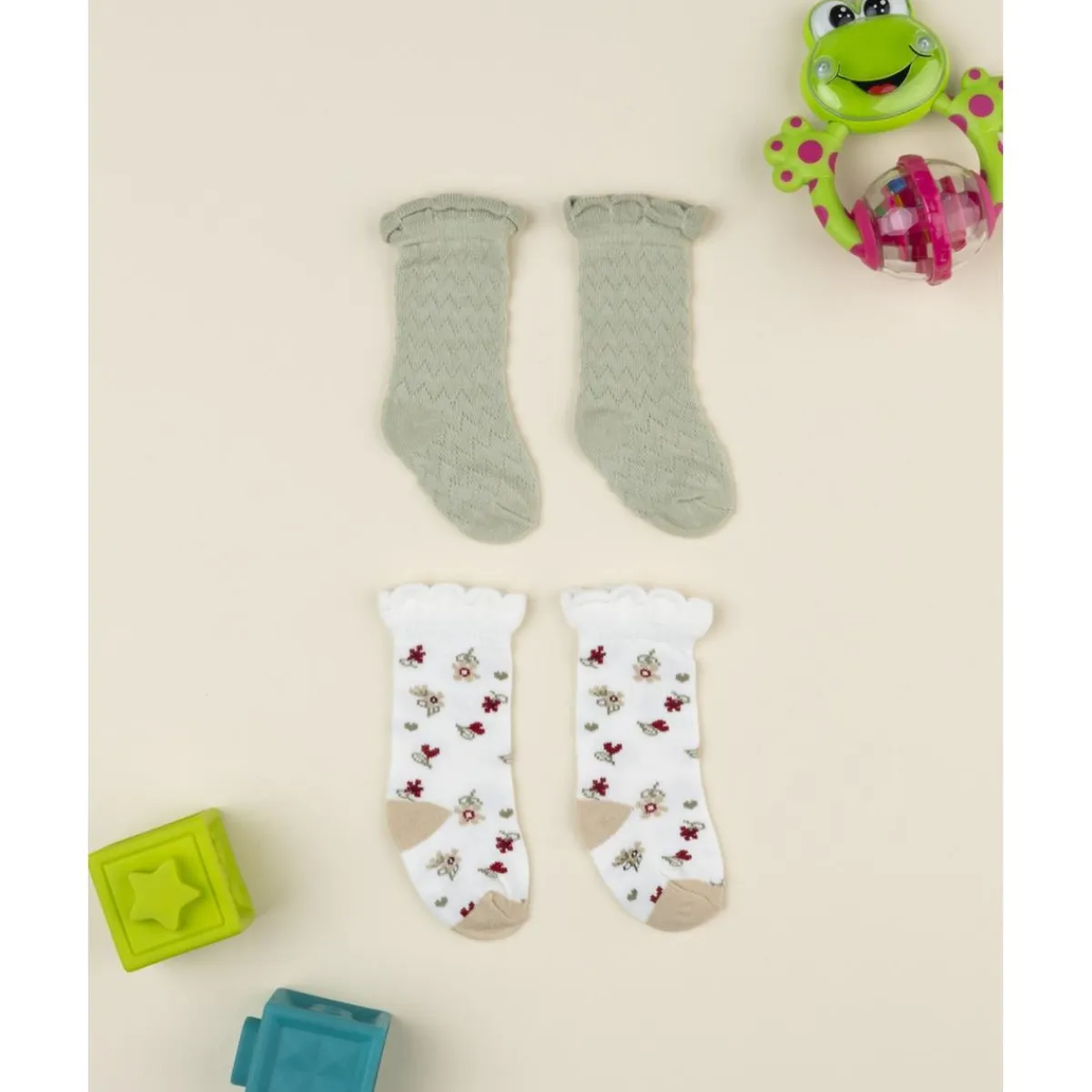 Sale Pack 2 calcetines niña – algodón suave con volante Ropa Y Accesorios·Zapatos Y Calcetines|Recién Nacido·Ropa Y Accesorios