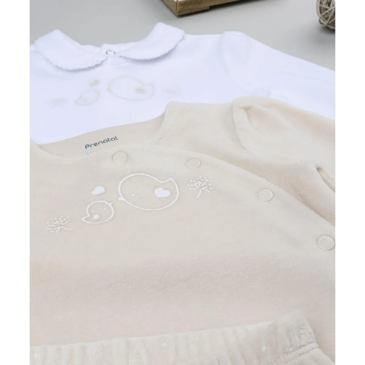 Sale Pack 2 conjuntos de niña en terciopelo blanco y beige Recién Nacido·Ropa Y Accesorios|Ropa Y Accesorios·Conjuntos