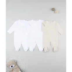 Pack 3 peleles interlock de recién nacida blanco/beige*Prenatal Sale