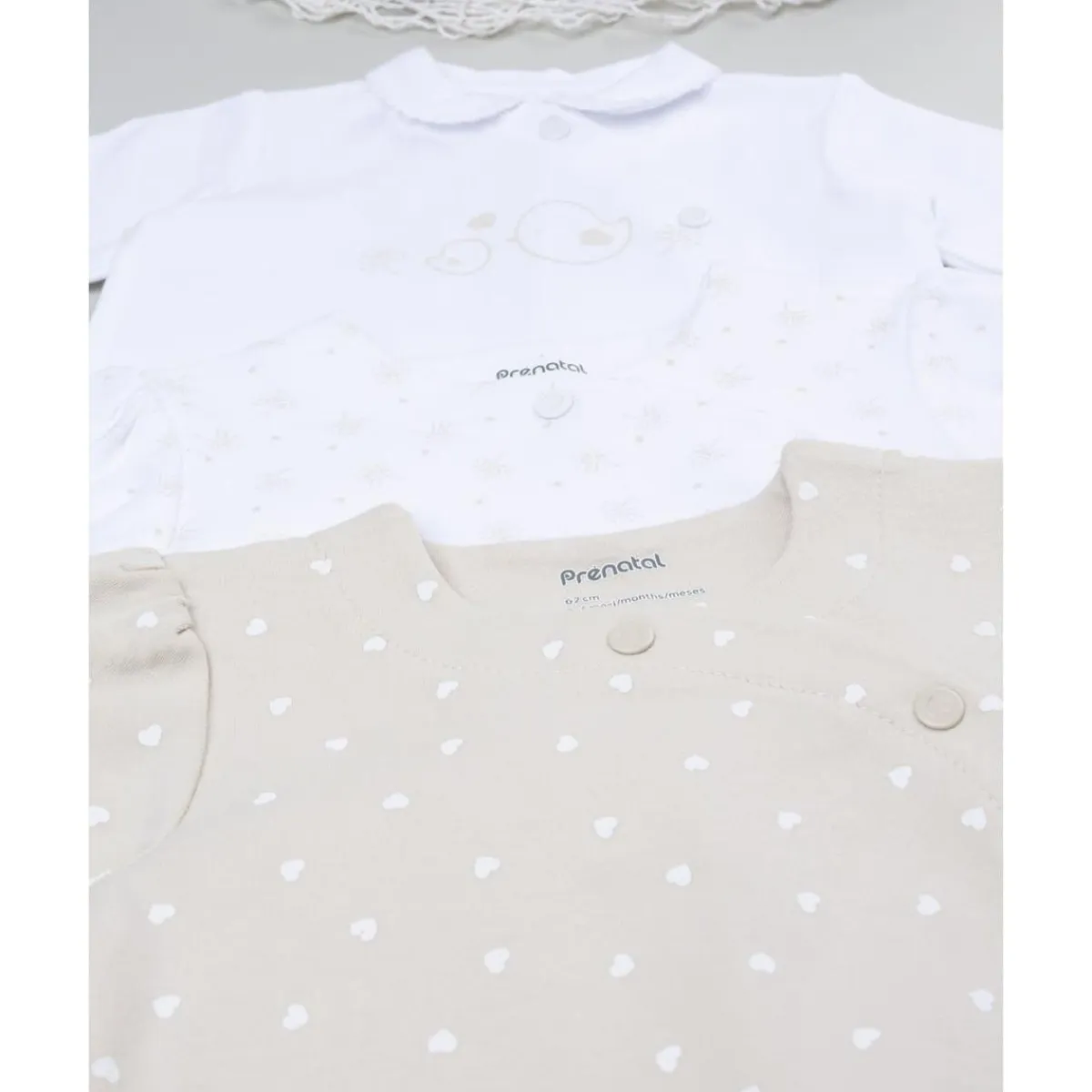 Pack 3 peleles interlock de recién nacida blanco/beige*Prenatal Sale