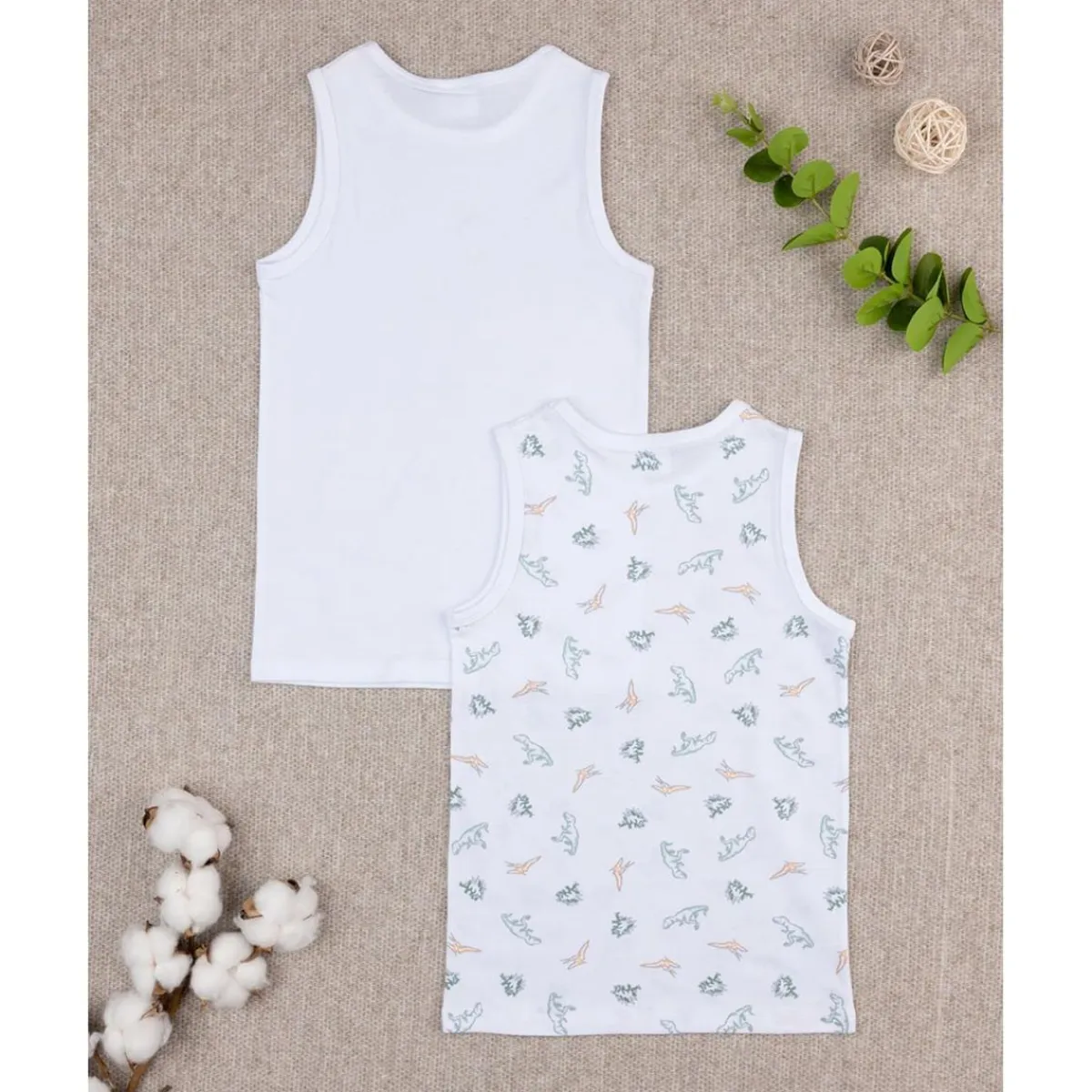 Online Pack de 2 Camisetas Interiores de Tirantes con Dinosaurios Descanso Y Ropa Interior·Infantil 2-10 Años