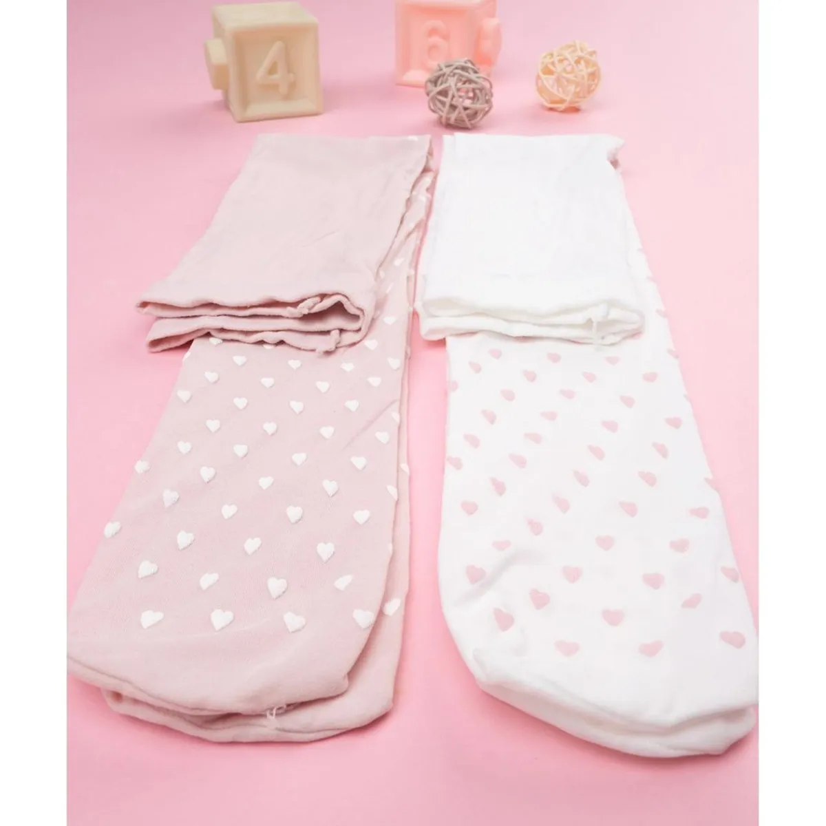 Sale Pack de 2 medias para niña rosa/blanco con corazones Calzado Y Accesorios·Accesorios Y Complementos