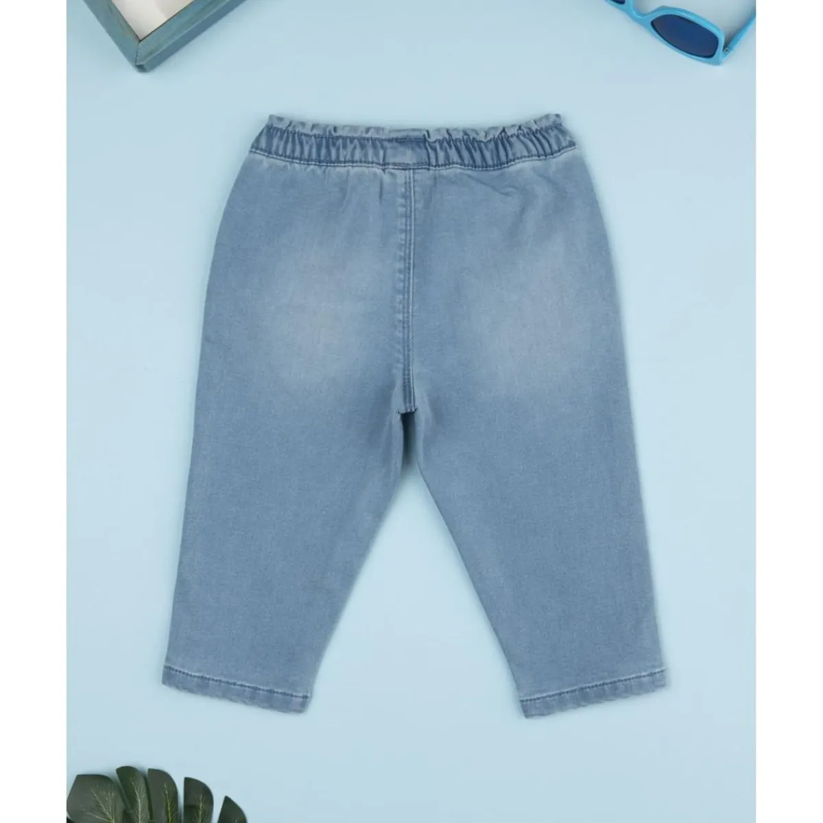 Pantalón denim claro niña con flores bordadas*Prenatal New