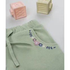 Pantalón niña verde con bordado de flores*Prenatal Online