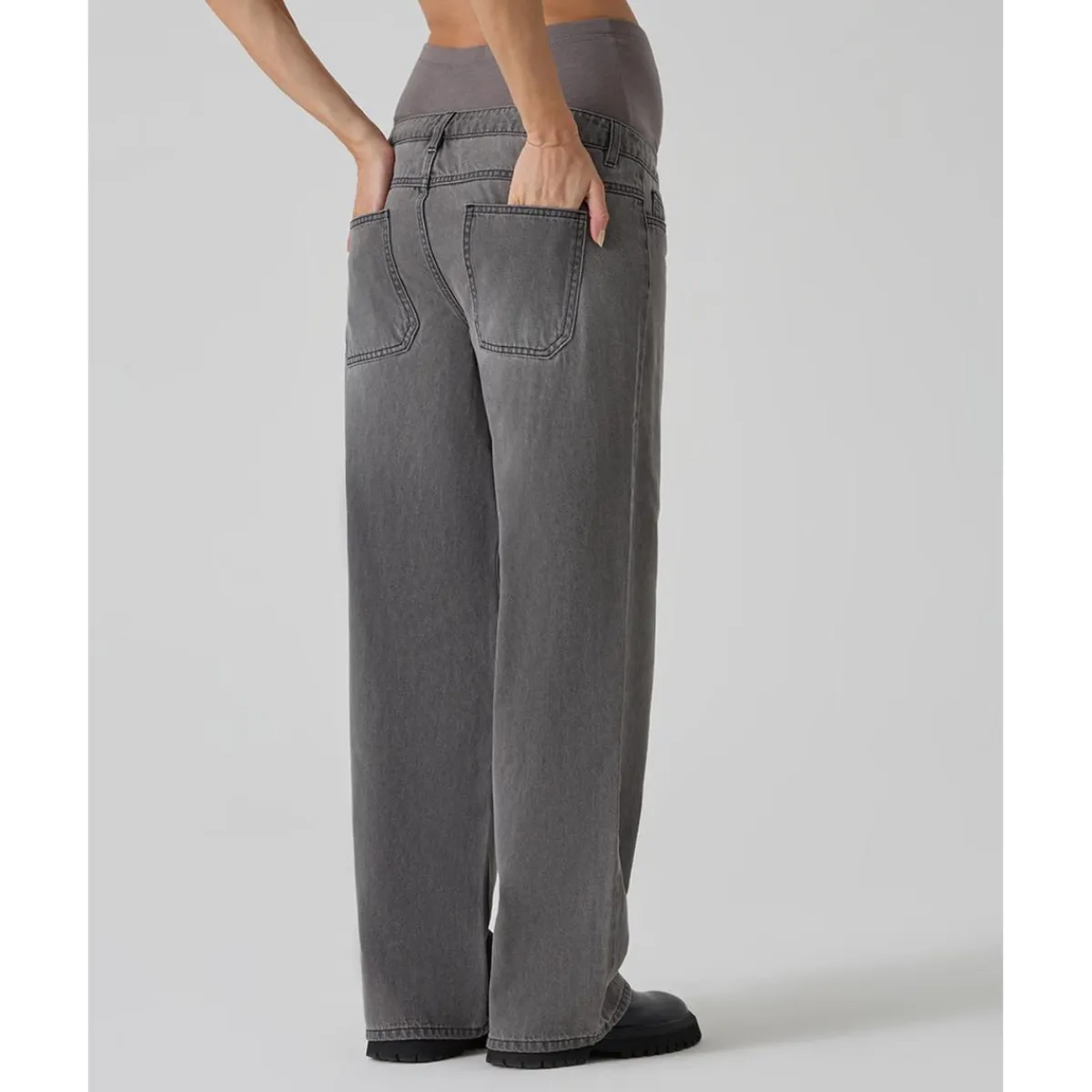 Pantalón premamá denim gris pierna ancha*Prenatal Discount