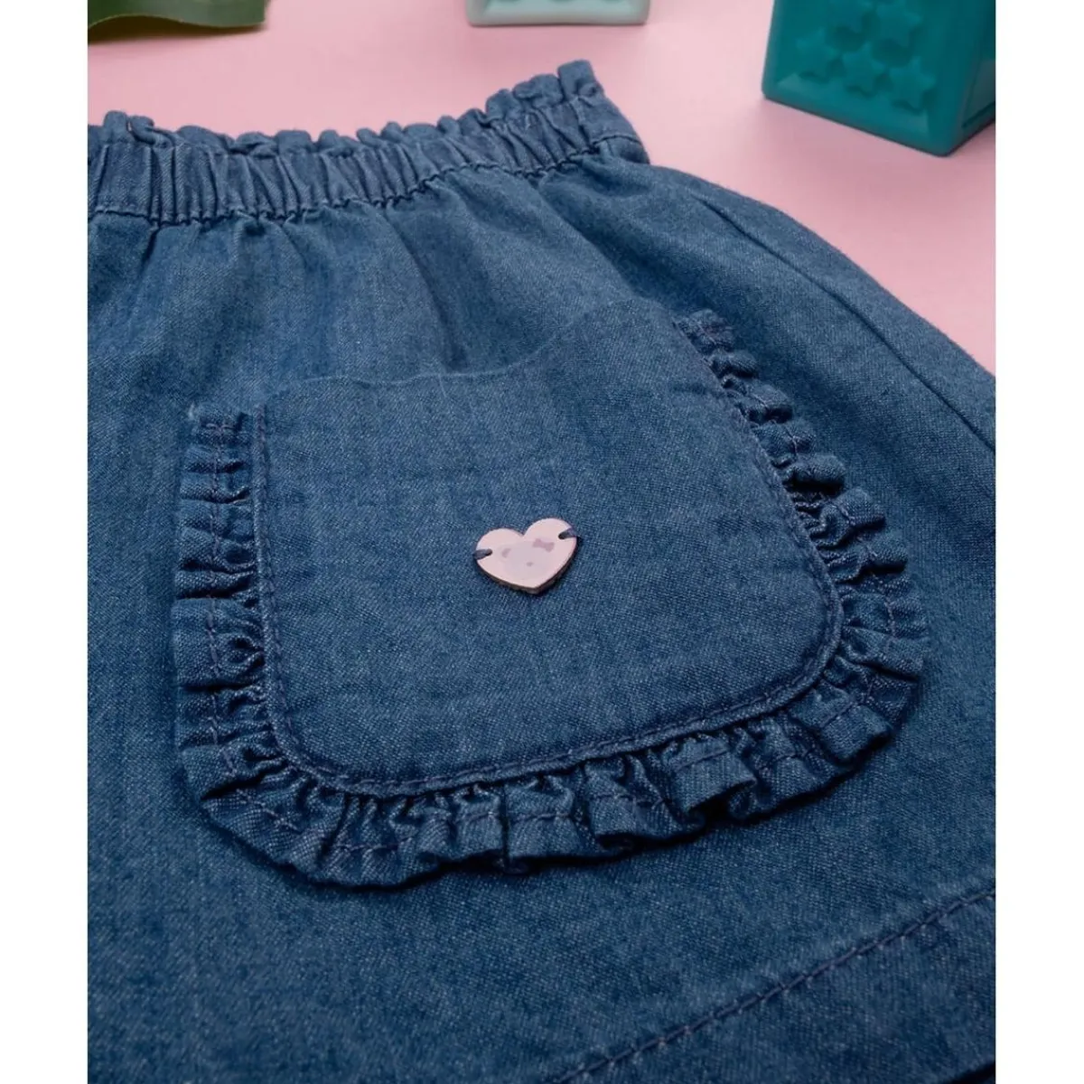 Pantalones cortos chambray oscuro niña*Prenatal Online