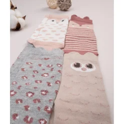 Paquete de 4 calcetines largos niña animales*Prenatal Hot