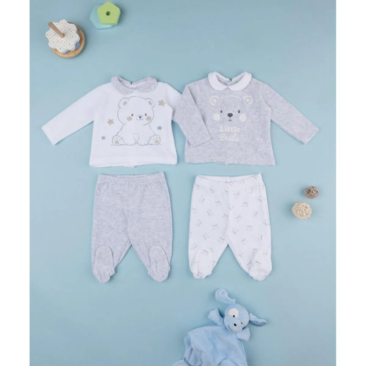 Paquete de 2 conjuntos de felpa Ropa Y Accesorios·Conjuntos|Recién Nacido·Ropa Y Accesorios