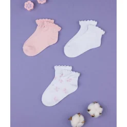 Paquete de 3 pares de calcetines de niña con volantes*Prenatal Best