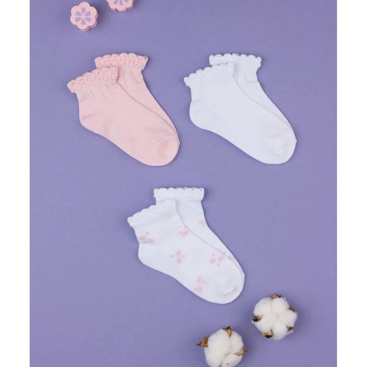 Paquete de 3 pares de calcetines de niña con volantes*Prenatal Best