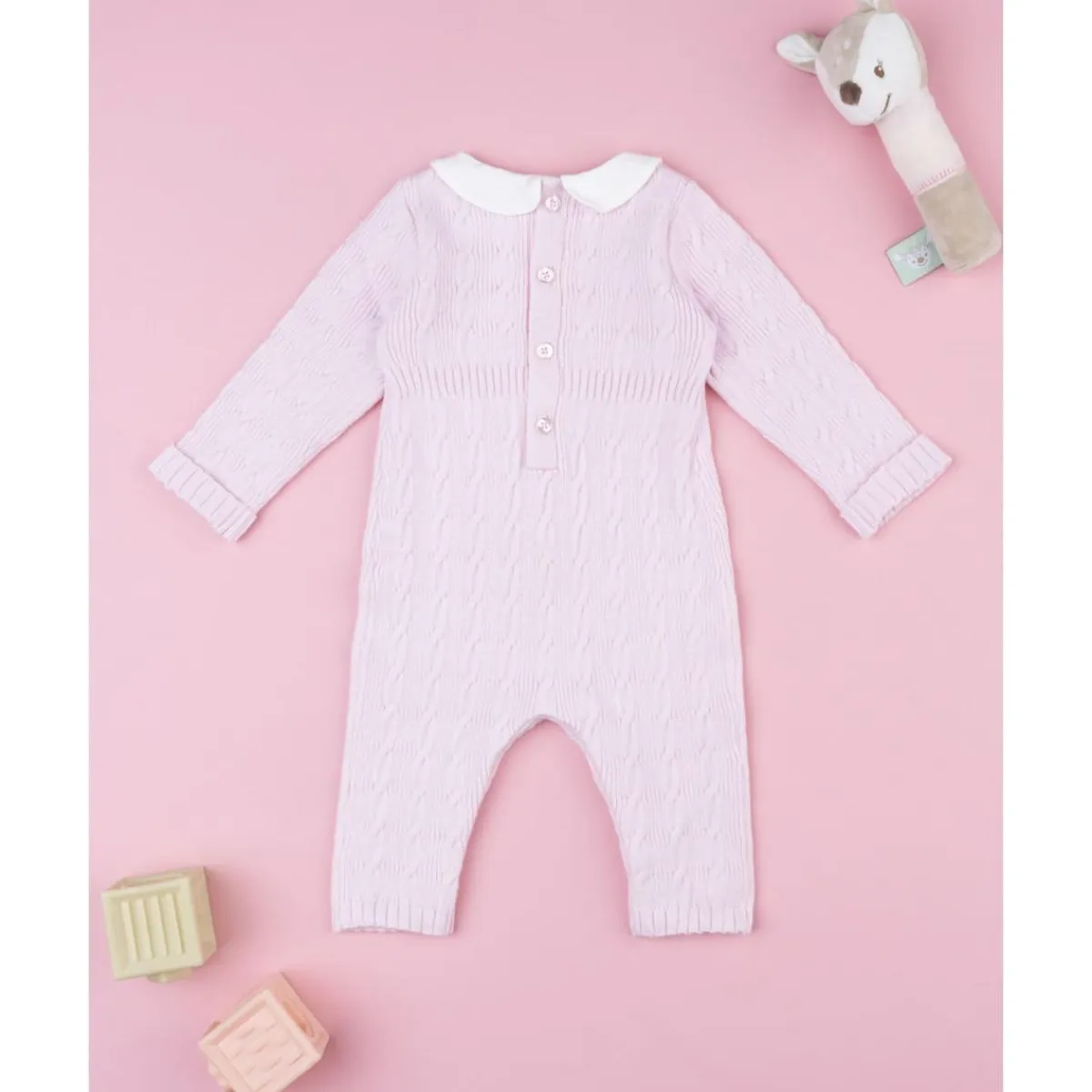 Pelele tricot rosa de niña con lazo*Prenatal New