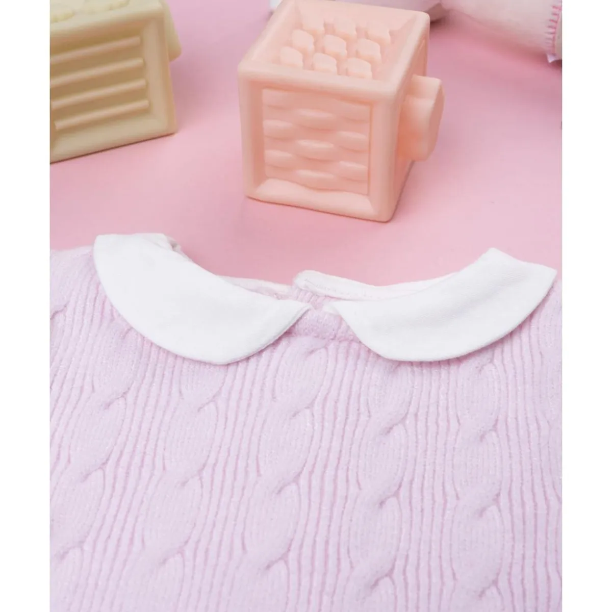 Pelele tricot rosa de niña con lazo*Prenatal New