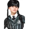 Peluca de Miércoles con trenzas y flequillo para disfraz de carnaval, Halloween y cosplay ㅤ*RUBIE'S Sale