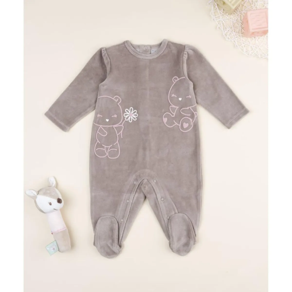 Sale Pijama niña marrón de terciopelo con ositos Ropa Y Accesorios·Peleles|Recién Nacido·Ropa Y Accesorios