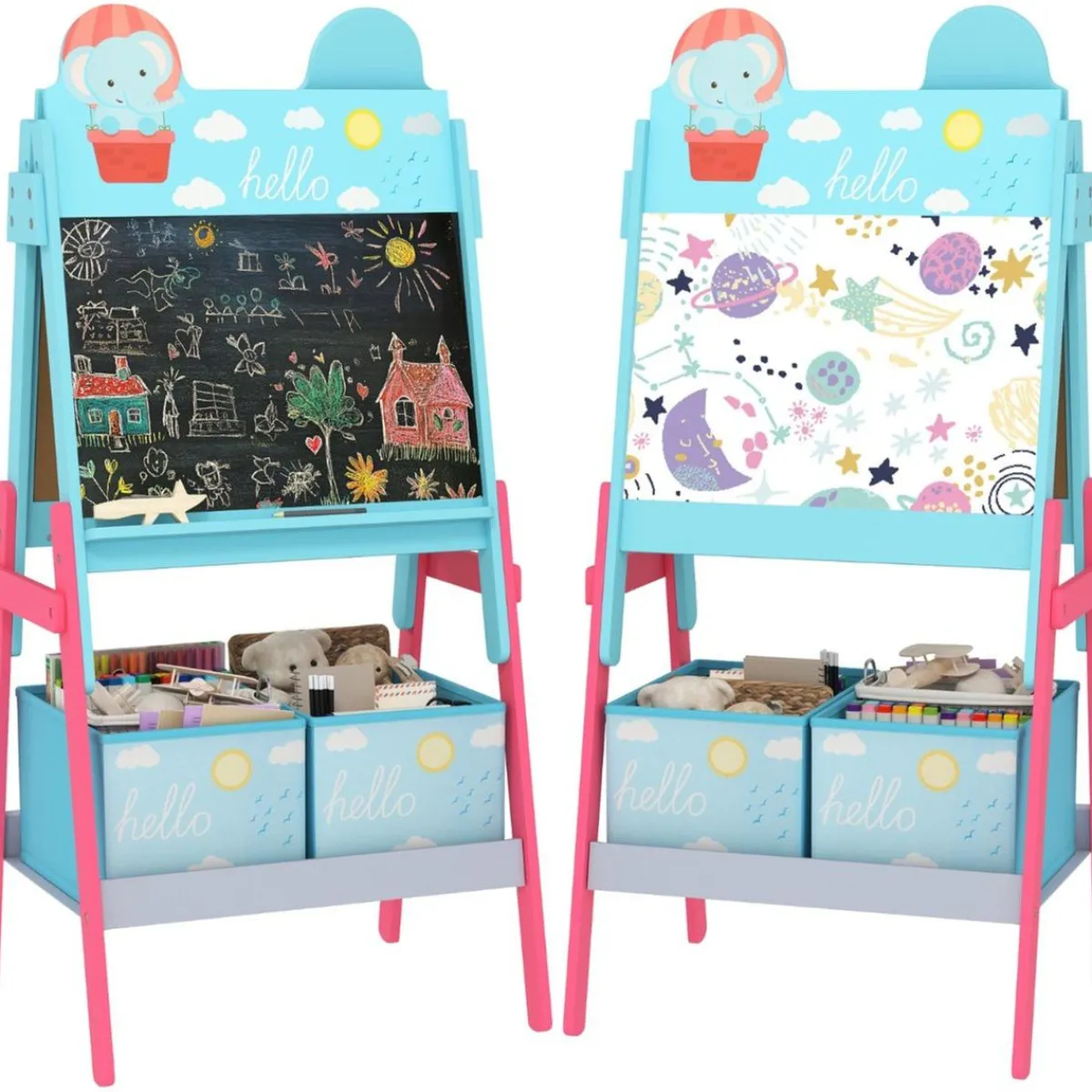 Sale Pizarra 2 en 1 con cajas de tela Azul Arte Y Manualidades