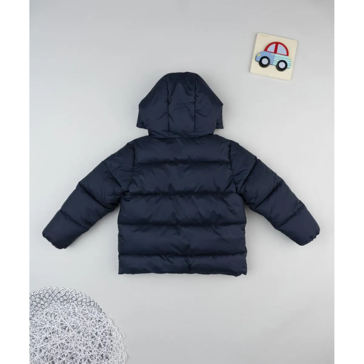 Plumífero azul con capucha para niño*Prenatal Sale