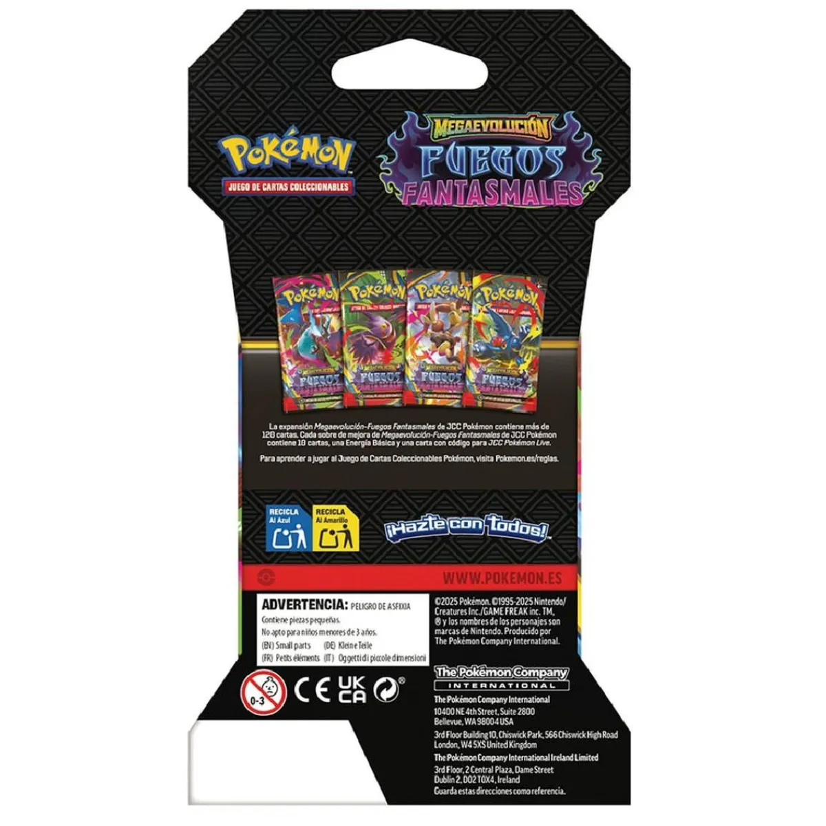 Pokémon - Megaevolución Fuegos Fantasmales - Sobre con funda cartas coleccionables en español (Varios modelos)*BANDAI
