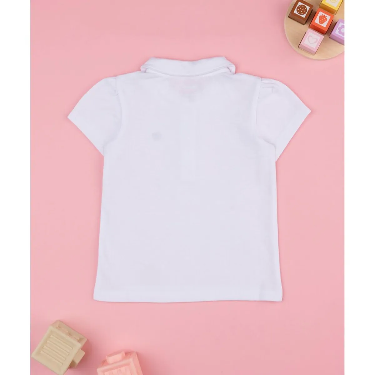 Polo niña blanca corazón azul*Prenatal Online