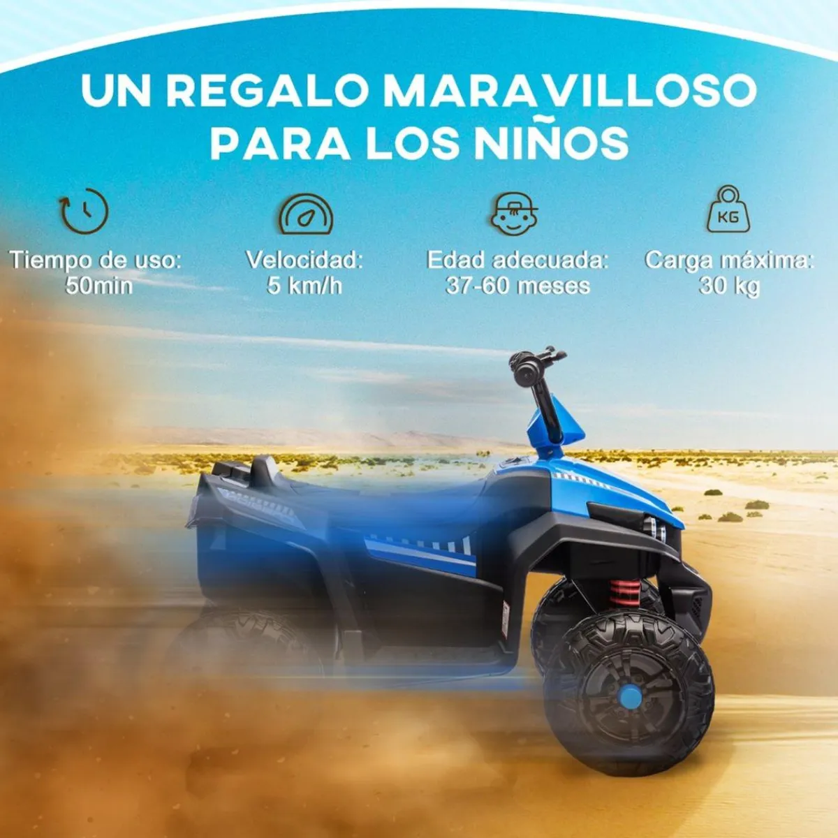 Discount Quad eléctrico para niños Azul y Negro Vehículos De Batería O A Pedales