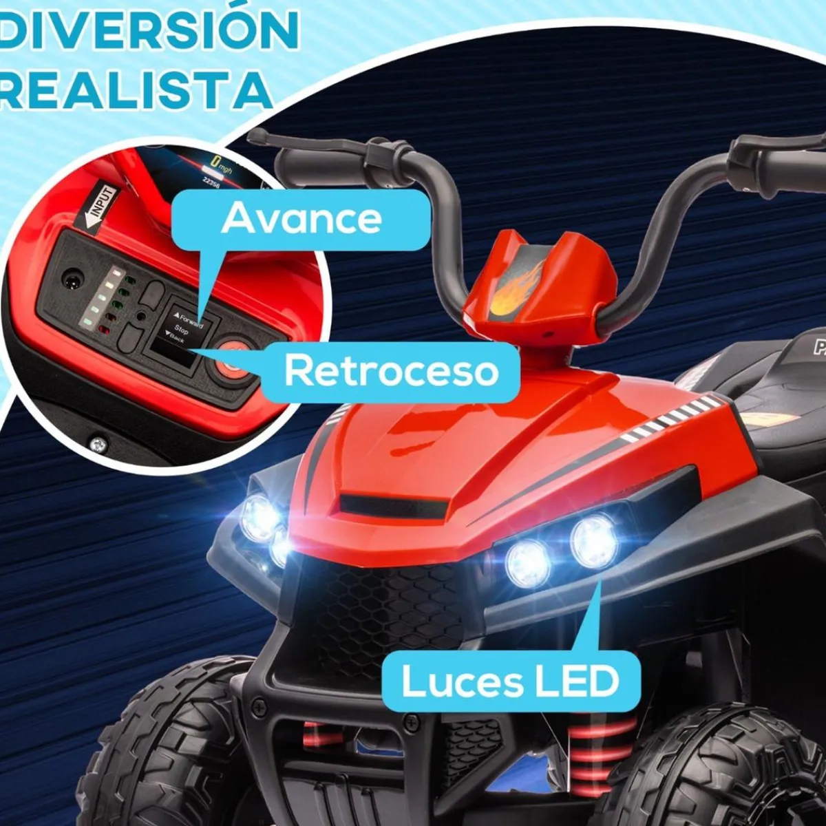 Quad eléctrico para niños Rojo y Negro*AIYAPLAY Discount