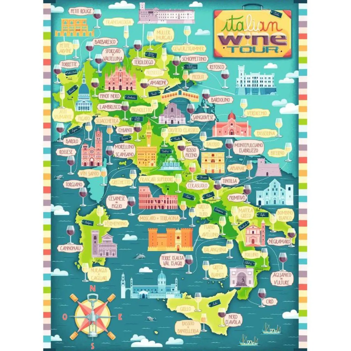 Outlet Ravensburger - Puzzle mapa de vinos de Italia, 1000 piezas ㅤ Juegos Y Puzzles