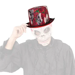 Sombrero de Copa Calaveras y Rosas con Luz*RUBIE'S