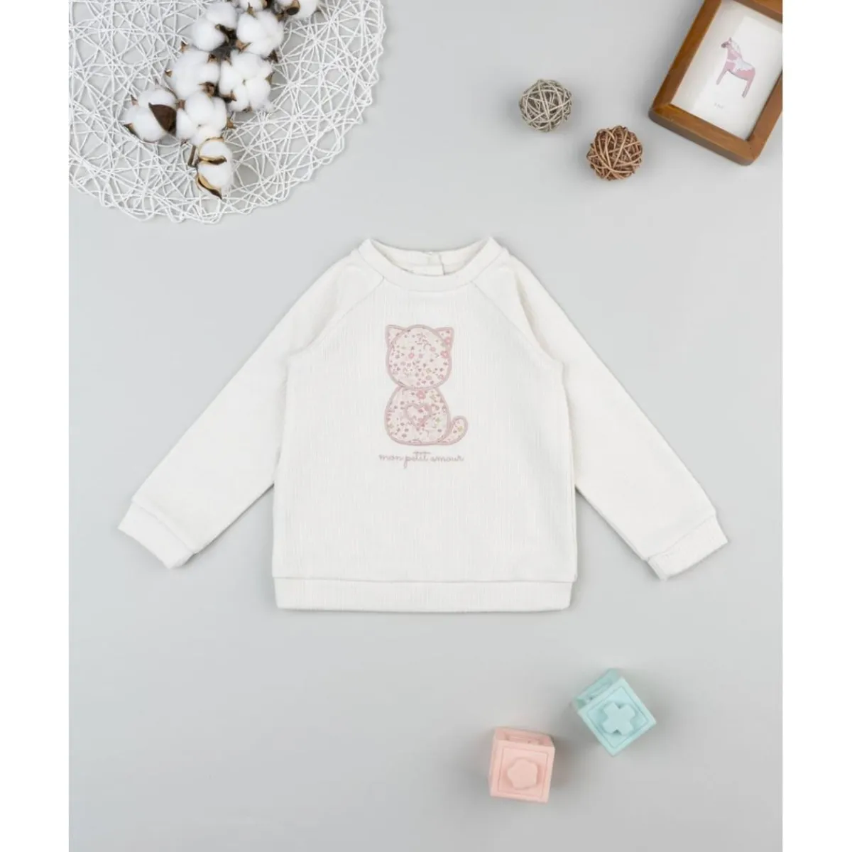 Hot Sudadera blanca de niña con gato Niña·Bebé Niña 3-36 Meses|Bebé Niña 3-36 Meses·Abrigos Y Plumíferos