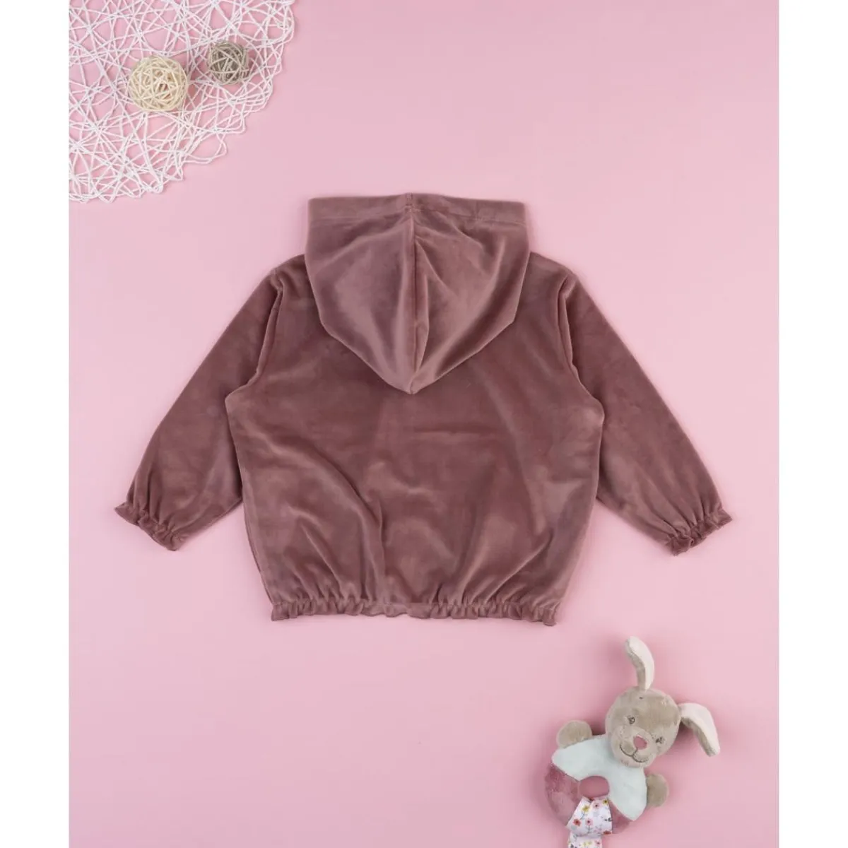 Sudadera de niña en terciopelo rosa*Prenatal Clearance
