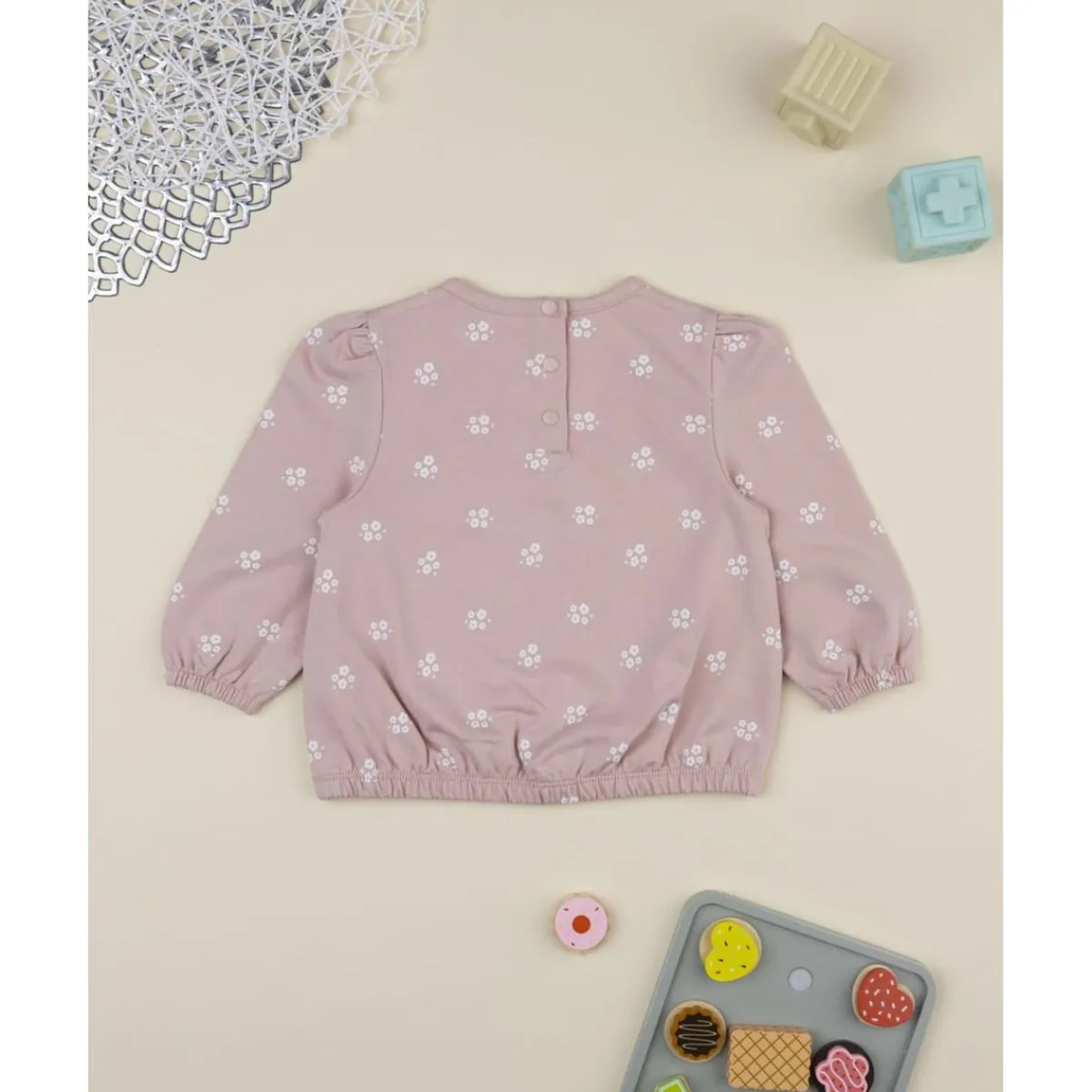 Sudadera niña rosa con flores blancas*Prenatal Discount