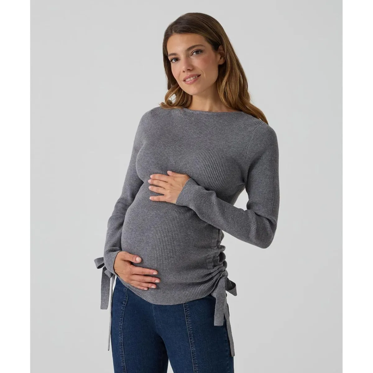 Suéter premamá gris con lazos*Prenatal New